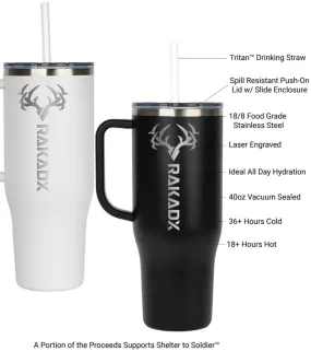 40 oz Travel Mug Stainless Steel Laser Engraved | 2 Colors