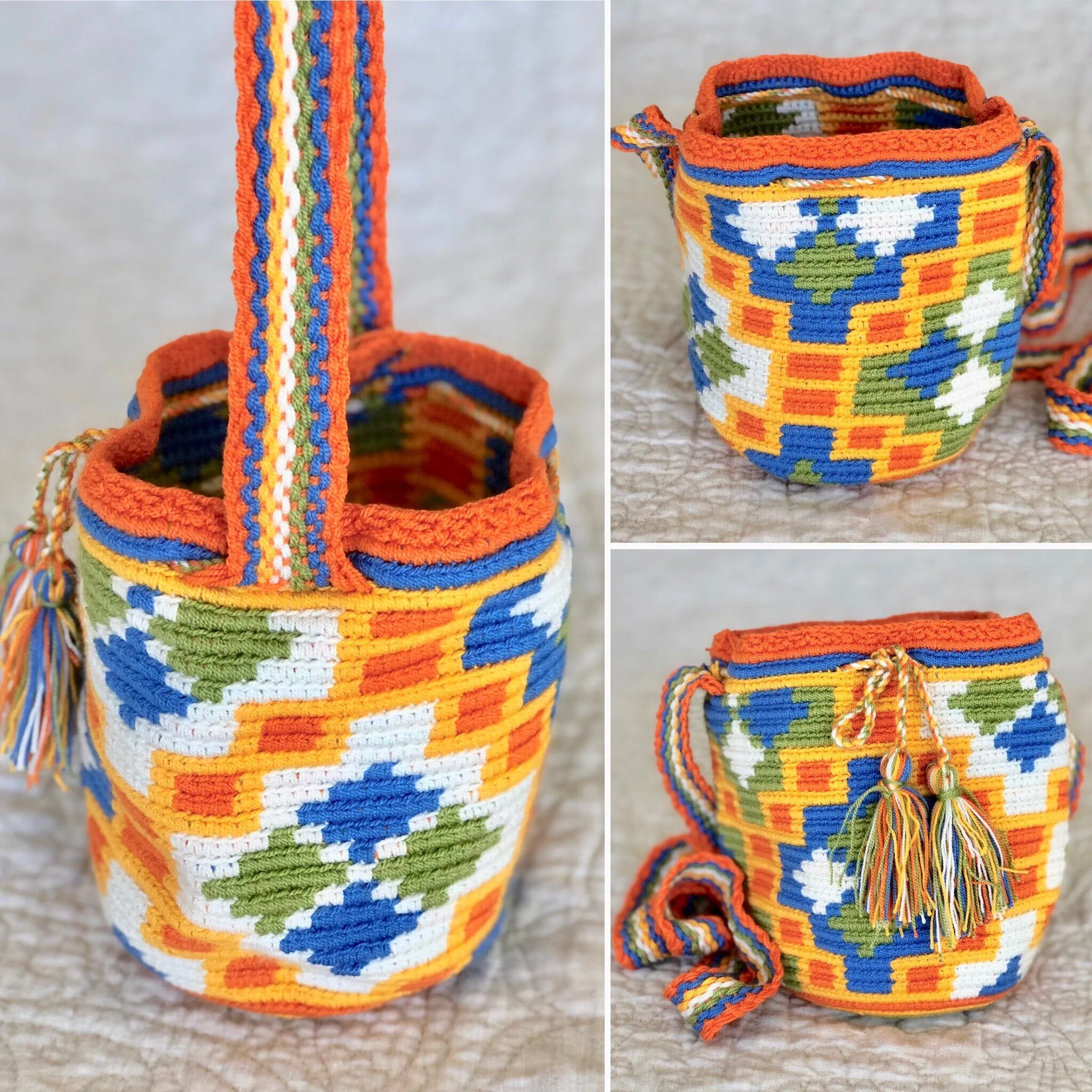 Caribbean Sunset Mini Crochet Bags - Authentic Wayuu Mochila Bag