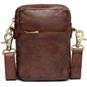 Classic mobile bag in soft leather quality / 15700 - Brandy