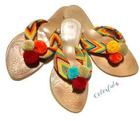 Desert Sunset Beach Sandals - Cute Pompom Sandals