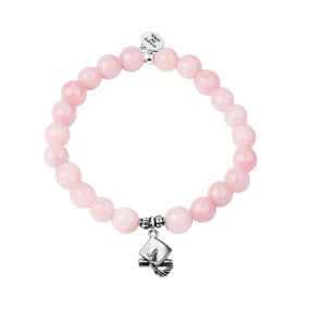 Graduation Cap | Stone Beaded Charm Bracelet | Rose Quartz