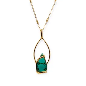 GREEN EMERALD DROP CRYSTAL NECKLACE