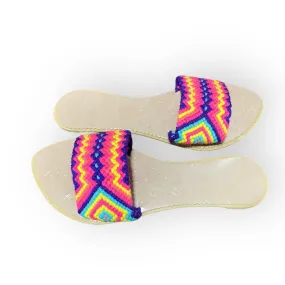 Neon Flat Summer Sandals - Macrame boho style